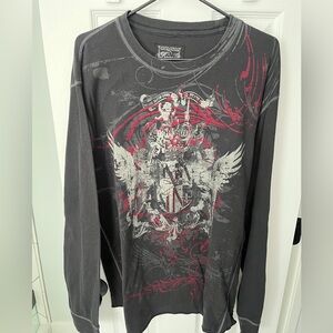 Men’s size 2X retrofit long sleeved tee black red gray